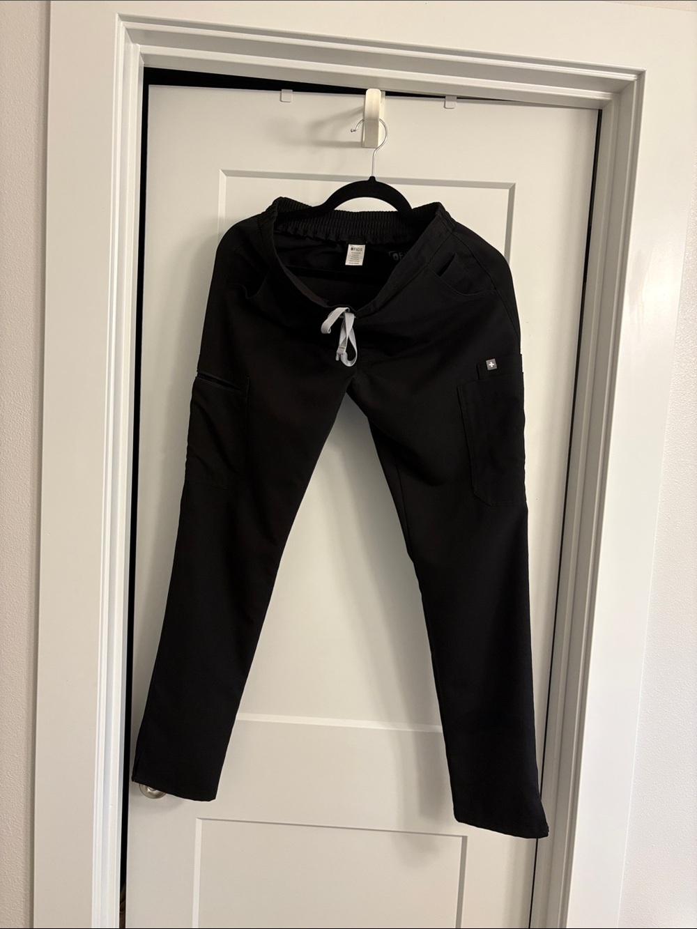 Figs Black Yola Scrub Pants with White Drawstring